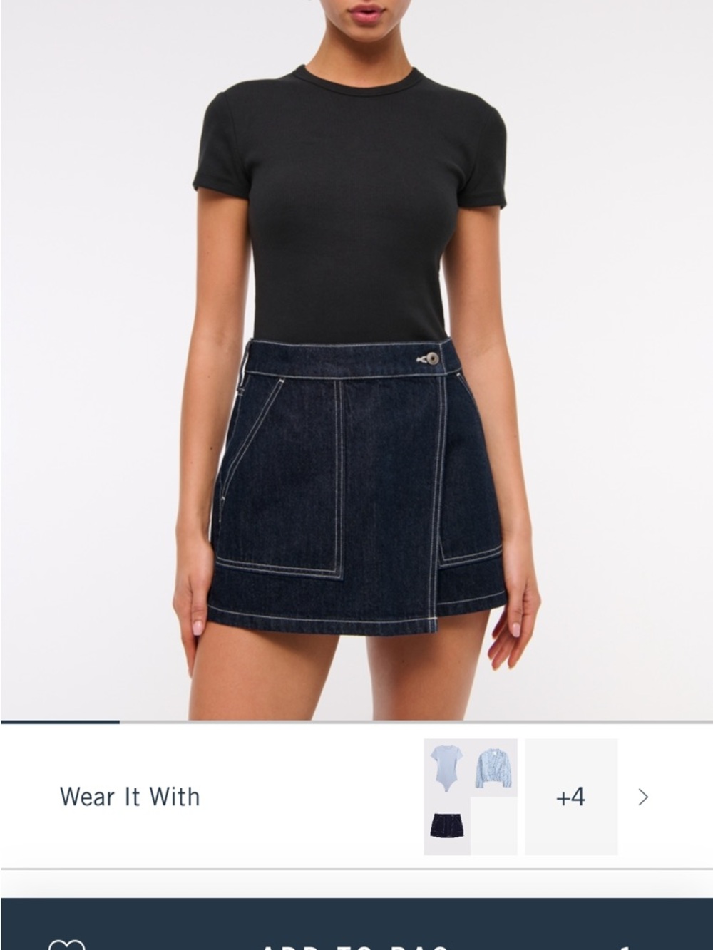 Abercrombie & Fitch Dark Blue Mid-Rise Denim Skirt